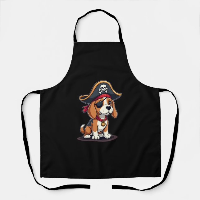 Beagle Pirate Costume Jolly Roger Flag Skull Cross Schürze (Vorderseite)