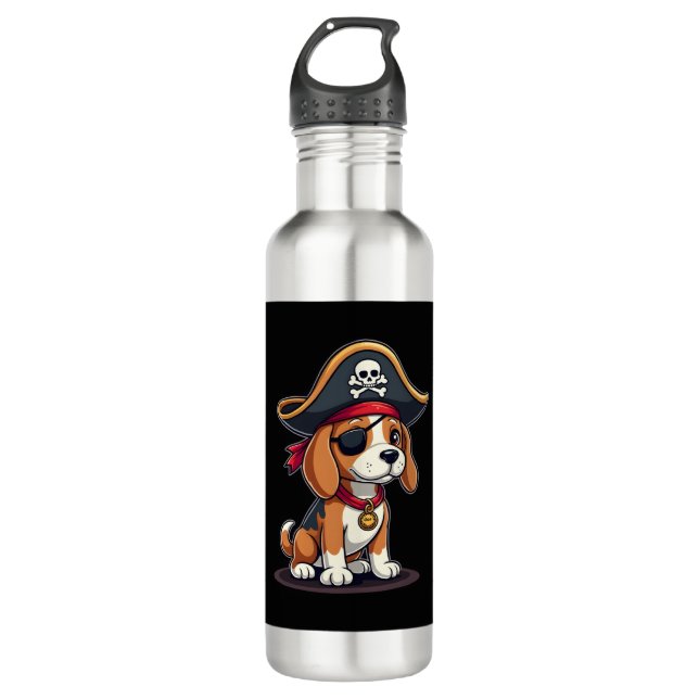 Beagle Pirate Kostüme Piratenflagge Flag Skull Cro Edelstahlflasche (Vorderseite)