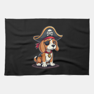 Beagle Pirate Kostüme Piratenflagge Flag Skull Cro Geschirrtuch