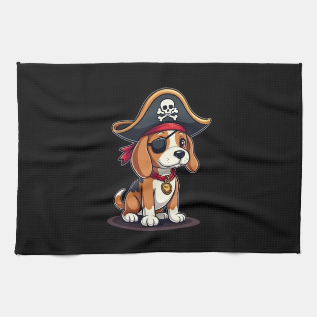 Beagle Pirate Kostüme Piratenflagge Flag Skull Cro Geschirrtuch (Horizontal)