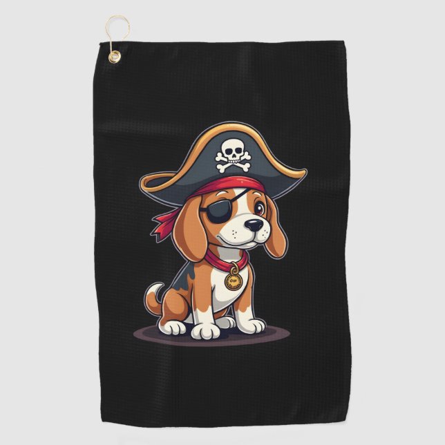 Beagle Pirate Kostüme Piratenflagge Flag Skull Cro Golfhandtuch (Vorderseite)