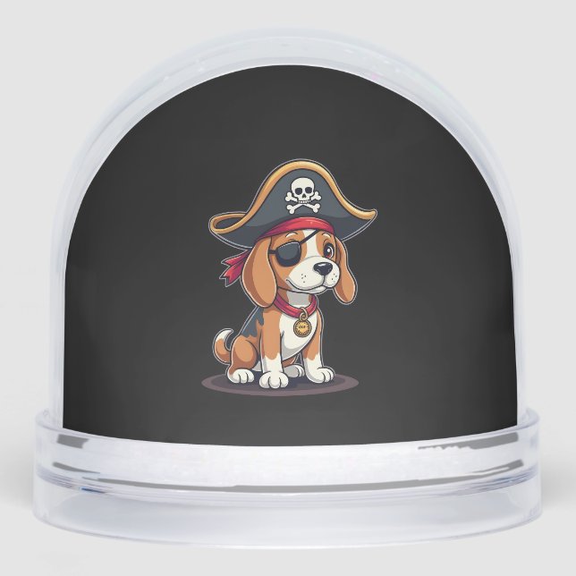 Beagle Pirate Kostüme Piratenflagge Flag Skull Cro Schneekugeln (Vorderseite)