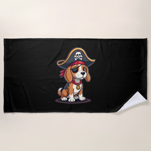 Beagle Pirate Kostüme Piratenflagge Flag Skull Cro Strandtuch (Vorderseite)