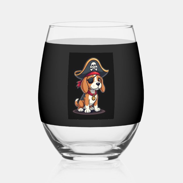 Beagle Pirate Kostüme Piratenflagge Flag Skull Cro Weinglas Ohne Stiel (Vorderseite)