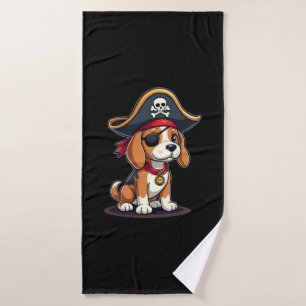 Beagle-Piratenkostüm Jolly Roger Flagge Totenkopf Badehandtuch