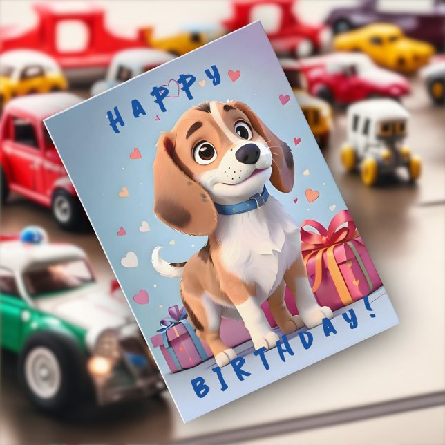 Beagle "Playful Paws" Welpe und Geschenke Geburtst Karte (Von Creator hochgeladen)