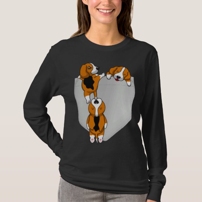 Beagle Pocket Graphic Dog T-Shirt (Vorderseite)