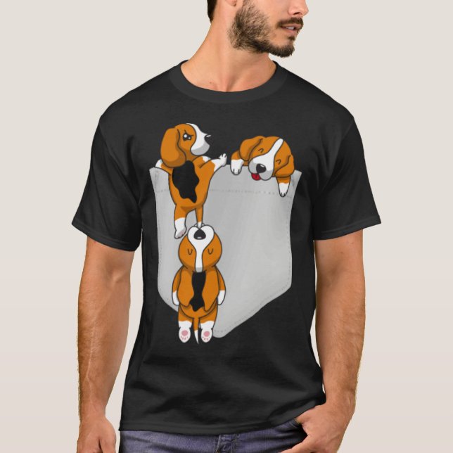 Beagle Pocket Graphic Dog T-Shirt (Vorderseite)