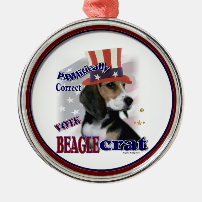 Beagle Politischer Humor Silbernes Ornament (Vorne)