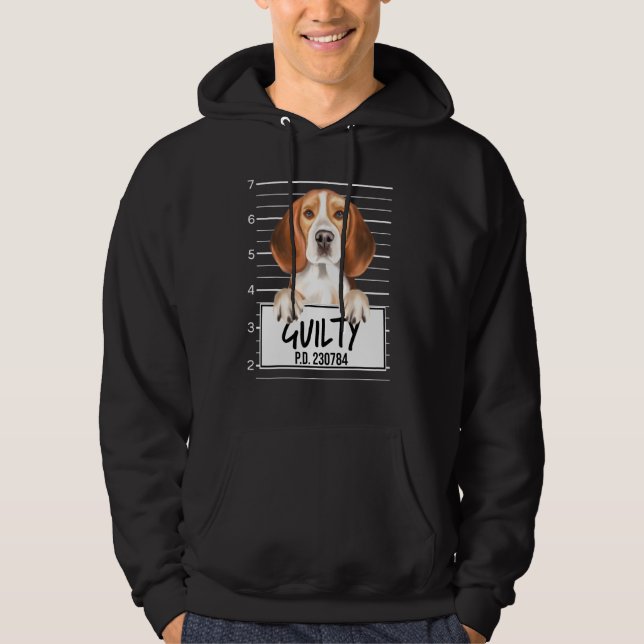 Beagle-Polizeifoto Schuldiger Hund Hoodie (Vorderseite)