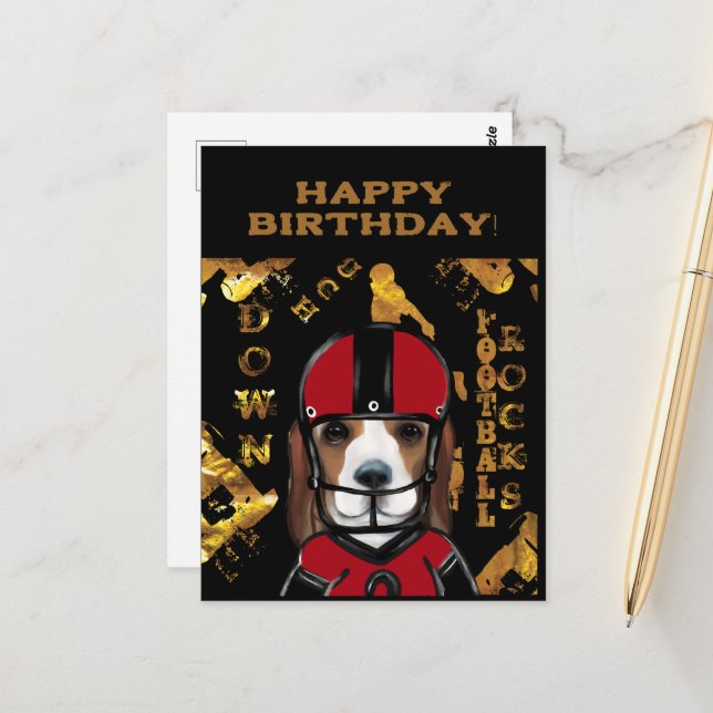 Beagle Postkarte (Vorderseite/Rückseite Beispiel)