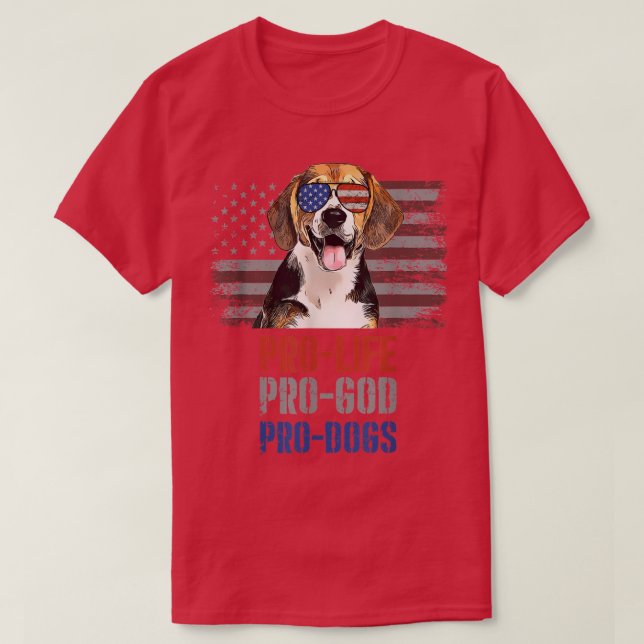 Beagle Pro Life Pro God Pro Hunde T - Shirt (Design vorne)