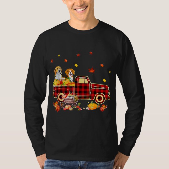 Beagle Pumpkin Truck Fall Leaf Erntedank Hallow T-Shirt (Vorderseite)