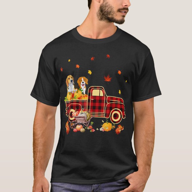 Beagle Pumpkin Truck Fall Leaf Erntedank Hallow T-Shirt (Vorderseite)