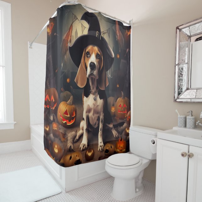 Beagle Pumpkins Halloween Beängstigend Duschvorhang (Beispiel)