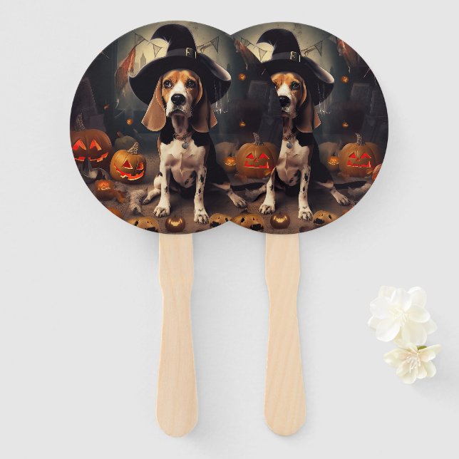 Beagle Pumpkins Halloween Beängstigend Fächer (Vorne und Hinten)