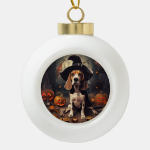 Beagle Pumpkins Halloween Beängstigend Keramik Kugel-Ornament