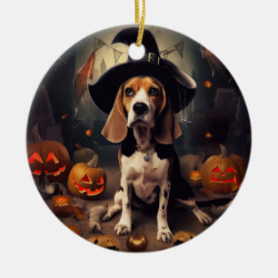 Beagle Pumpkins Halloween Beängstigend Keramik Ornament