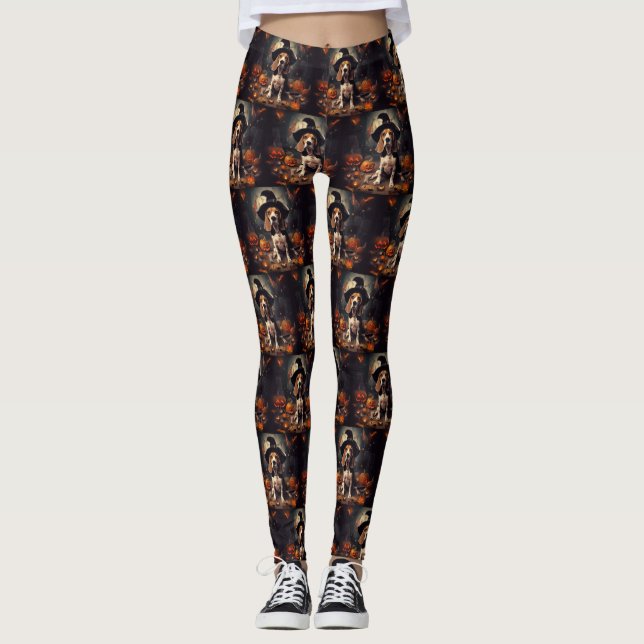 Beagle Pumpkins Halloween Beängstigend Leggings (Vorderseite)