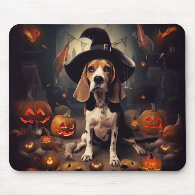 Beagle Pumpkins Halloween Beängstigend Mousepad (Vorne)