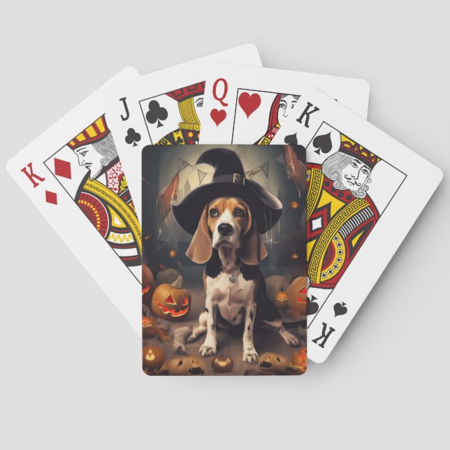 Beagle Pumpkins Halloween Beängstigend Spielkarten (Rückseite)