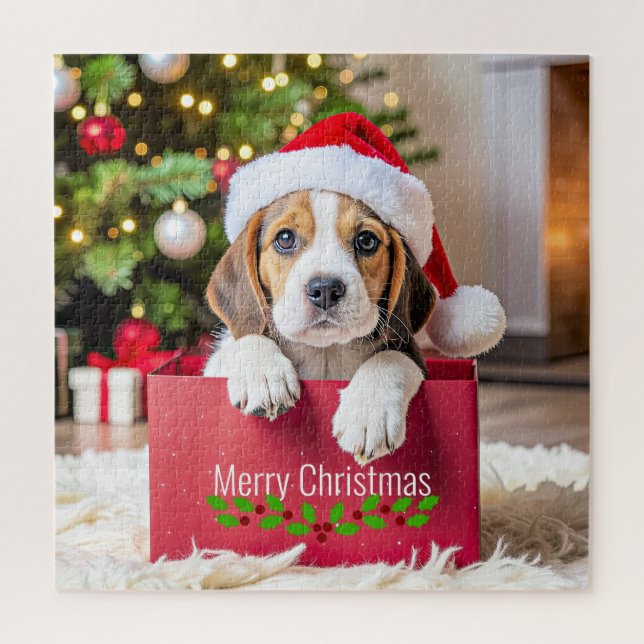 Beagle Puppy Christmas Design, Puzzle (Vertikal)