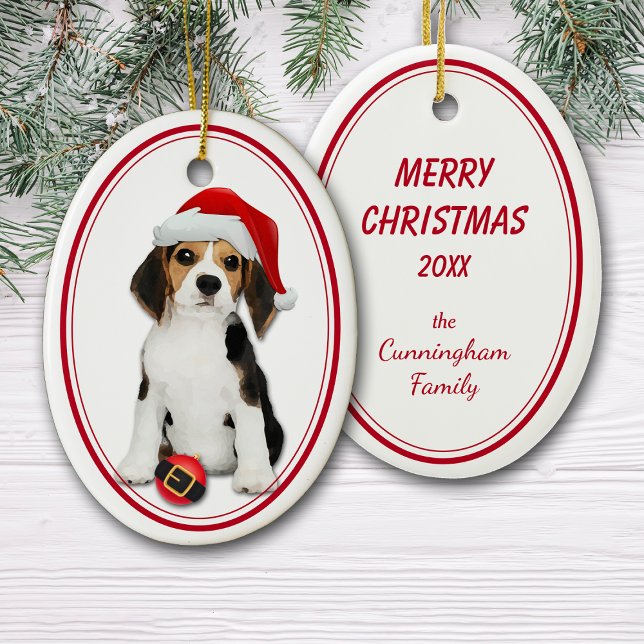 Beagle Puppy Santa Bulb Weihnachten Keramik Ornament (Von Creator hochgeladen)