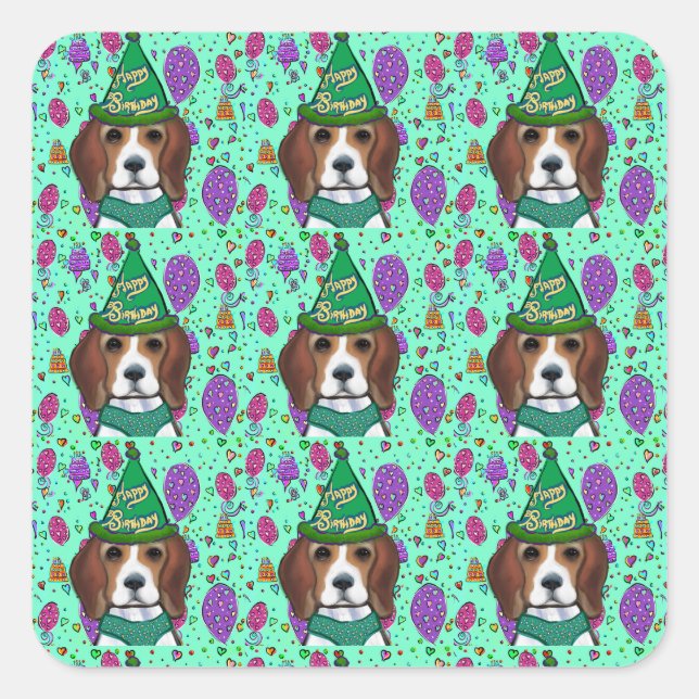 BEAGLE QUADRATISCHER AUFKLEBER (Vorderseite)