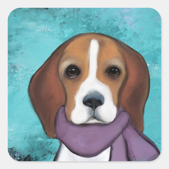 Beagle Quadratischer Aufkleber (Vorderseite)