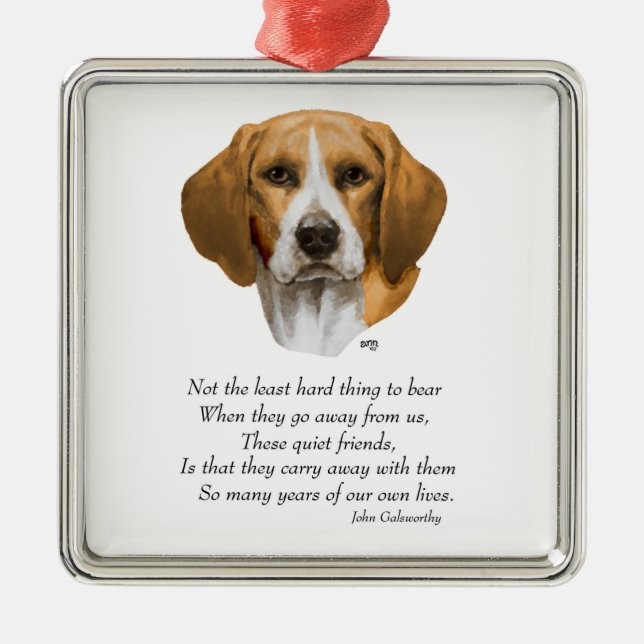 Beagle Rainbow Bridge Silbernes Ornament (Vorne)