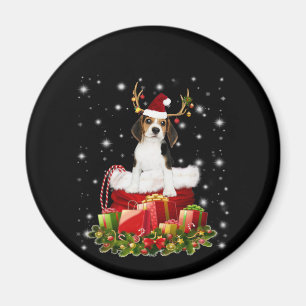 Beagle Reindeer präsentiert Weihnachtsgeschenk Magnet