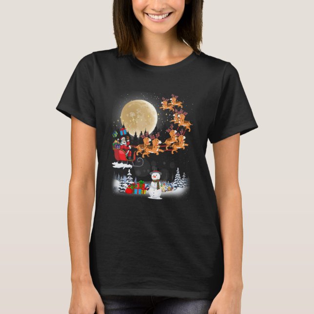 Beagle Reindeer Santa Sleigh Christmas Dog T-Shirt (Vorderseite)