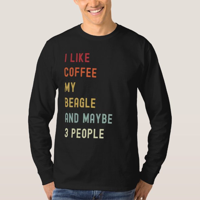 Beagle Retro Hund und Kaffee T-Shirt (Vorderseite)