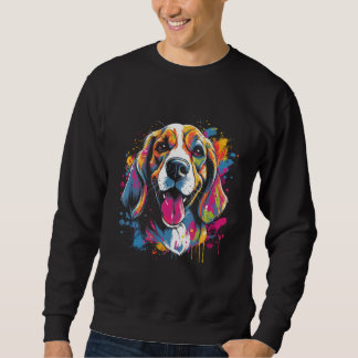 Beagle Retro Rainbow Color Splashes Design Sweatshirt