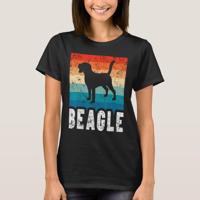Beagle Retro Stripes Vintage Silhouette Dog T-Shirt (Vorderseite)