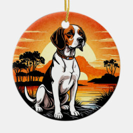 Beagle Retro Sunset Hund Lover Keramik Ornament