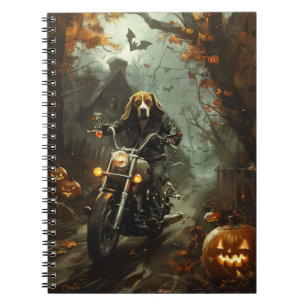 Beagle Riding Motorrad Halloween Beängstigend Notizblock