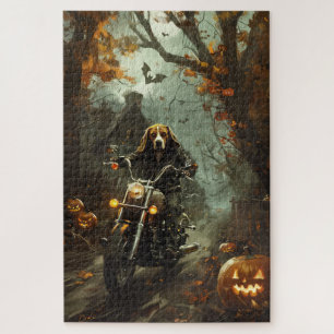 Beagle Riding Motorrad Halloween Beängstigend Puzzle