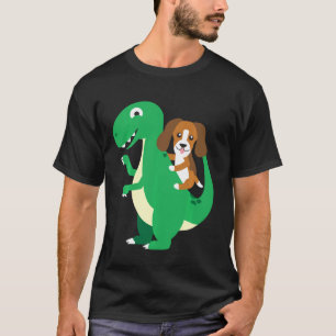 Beagle Riding T Rex Cool Dinosaur Dino Hallowe T-Shirt