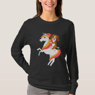 Beagle Riding Unicorn Niedlich Funny Hund Hallowee T-Shirt