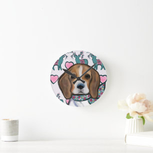 Beagle runde wanduhr