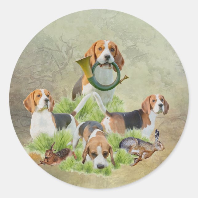 Beagle Runder Aufkleber (Vorderseite)