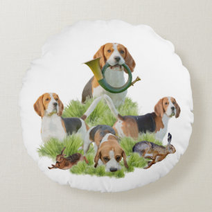 Beagle Rundes Kissen