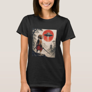 Beagle Samurai UFO Vintage Japanischer Ukiyo-e Hun T-Shirt
