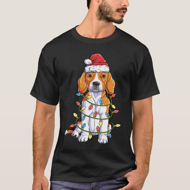 Beagle Santa Christmas Tree Lights Xmas  Boys Kids T-Shirt (Vorderseite)