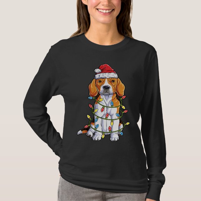 Beagle Santa Christmas Tree Lights Xmas  Boys Kids T-Shirt (Vorderseite)