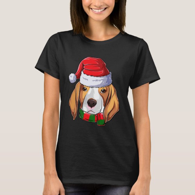 Beagle Santa Claus Boys Bekleidung Weihnachtskids  T-Shirt (Vorderseite)