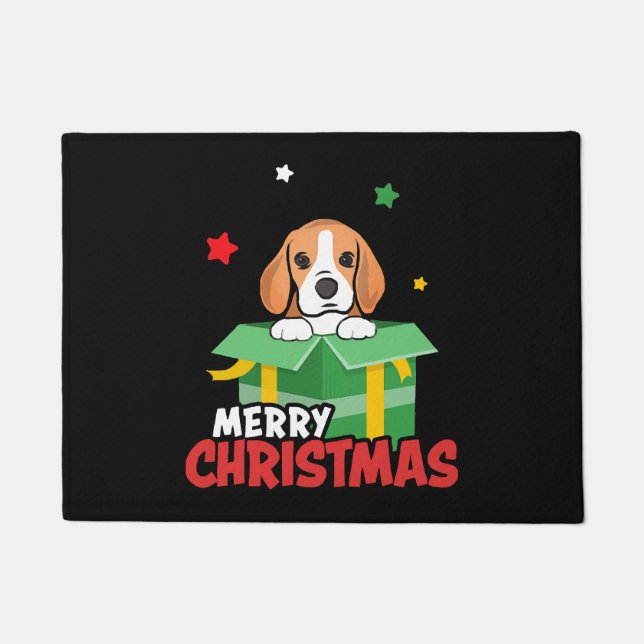Beagle Santa Dog liebt frohe Weihnachten Weihnacht Fußmatte (Vorderseite)