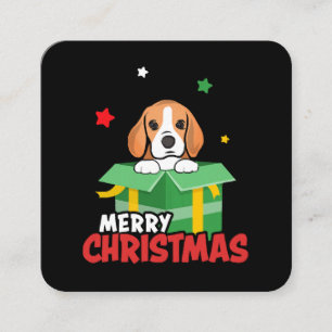 Beagle Santa Dog liebt frohe Weihnachten Weihnacht Quadratische Visitenkarte