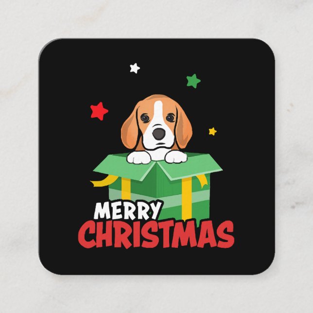 Beagle Santa Dog liebt frohe Weihnachten Weihnacht Quadratische Visitenkarte (Vorderseite)